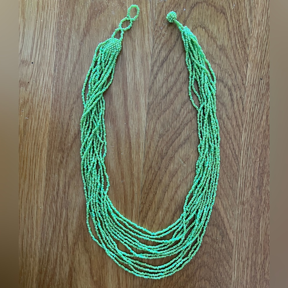 Green Beaded necklace from Spain. Handmade.